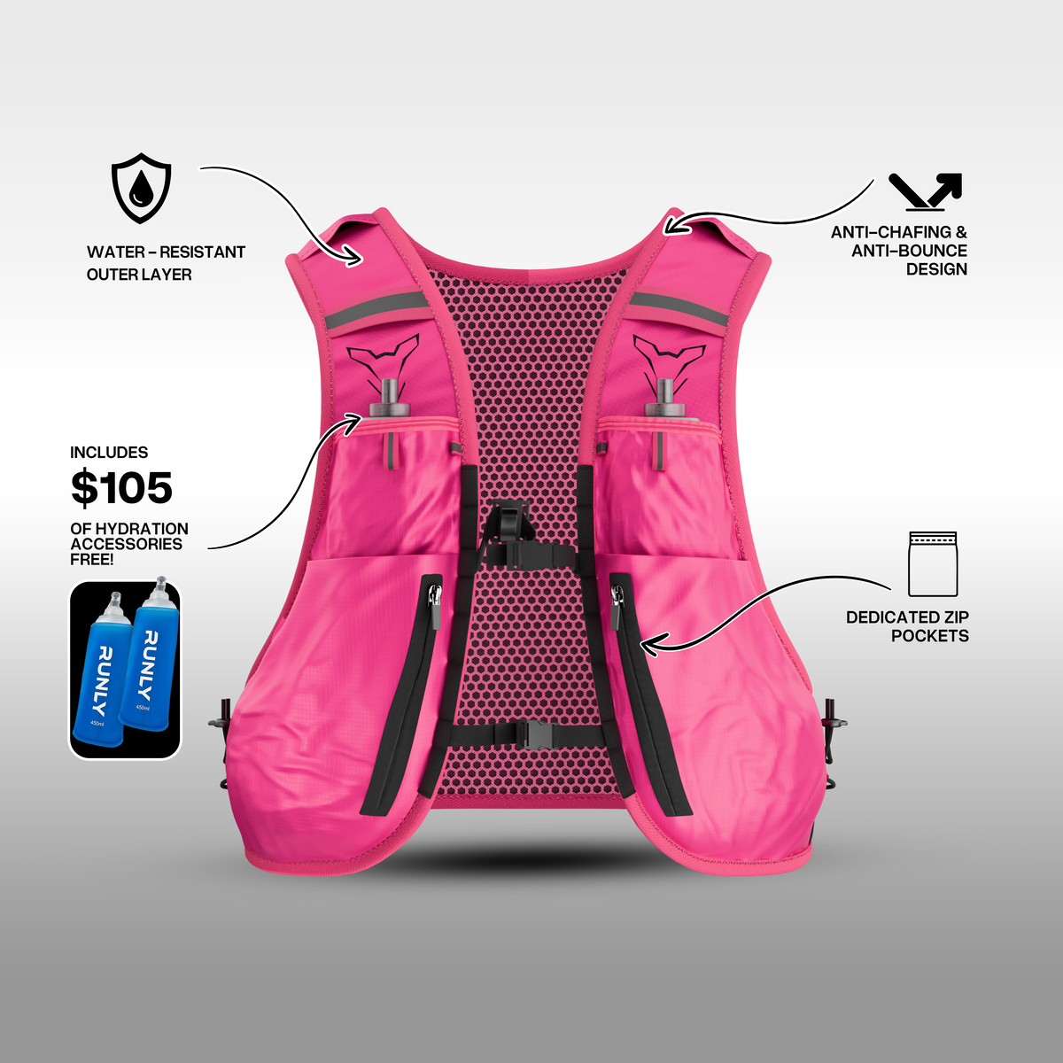HYDRATION VEST | RUNLY R700 | PINK