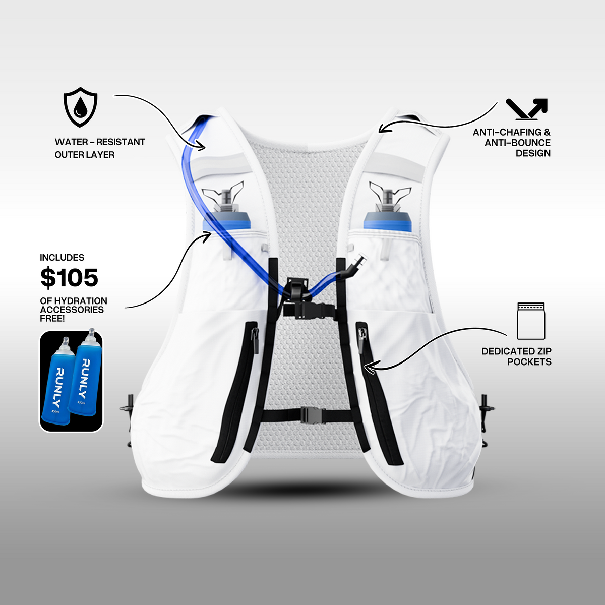 HYDRATION VEST | RUNLY R700 | WHITE