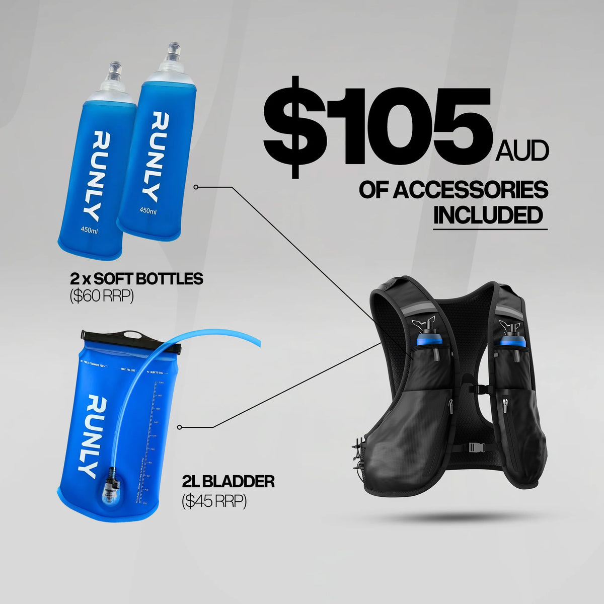 HYDRATION VEST | RUNLY R700 | BLACK WHITE